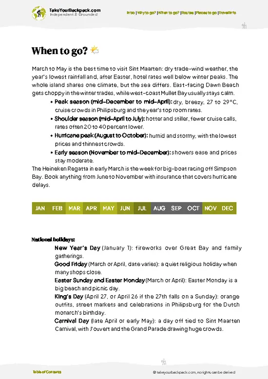 example page 3 from our offline Travel Guide for Sint Maarten